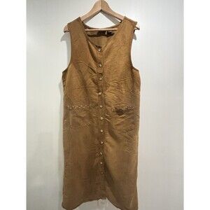 Premier International Button Front Dress Women's Size L Embroidered Casual